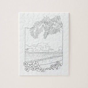 Tropical Beach Adult Coloring Puzzle
