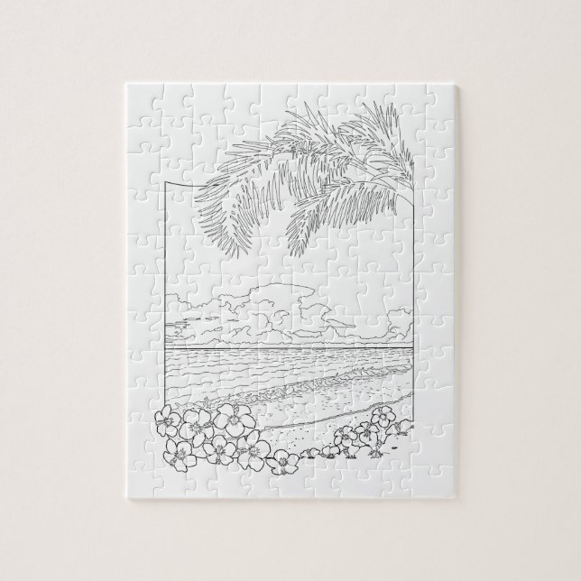 Tropical Beach Adult Coloring Puzzle (Vertikal)