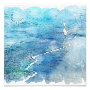 Tropical Beach Aquamarin Aqua Türkis Blue mit Wh Fotodruck