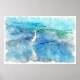 Tropical Beach Aquamarin Aqua Türkis Blue mit Wh Poster