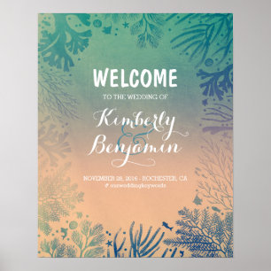 Tropical Beach Aquamarin Wedding Willkommenszeiche Poster
