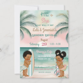 Tropical Beach Baby Gender offenbaren Blush Sage Einladung