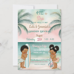 Tropical Beach Baby Gender offenbaren Blush Sage Einladung