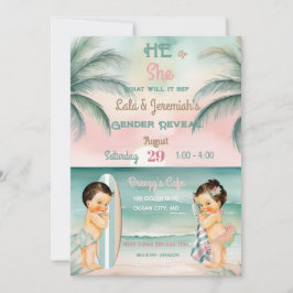 Tropical Beach Baby Gender offenbaren Blush Sage Einladung