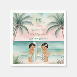 Tropical Beach Baby Gender offenbaren Blush Sage Serviette