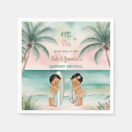Tropical Beach Baby Gender offenbaren Blush Sage Serviette
