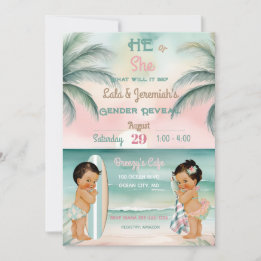 Tropical Beach Baby Geschlecht Enthüllung Blush Sa Einladung
