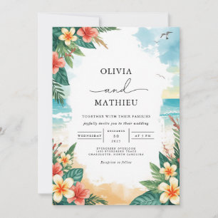 Tropical Beach Bliss Wedding Einladung