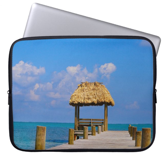 Tropical Beach Blue Ocean Caribbean Island Foto Laptopschutzhülle (Vorderseite)