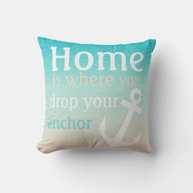 Tropical Beach Blue Water Sand Anchor Segelboot Kissen (Vorderseite)