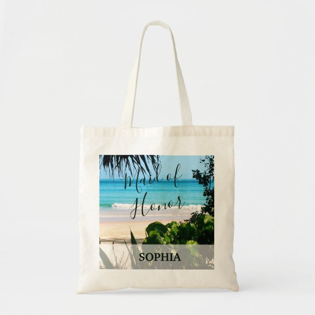 Tropical Beach Bridesmaid Ocean Blue Summer Tragetasche (Vorne)