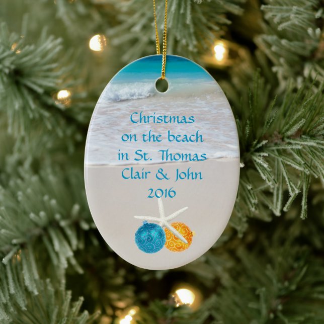 Tropical Beach Christmas Holiday Photo Ornament (Baum)