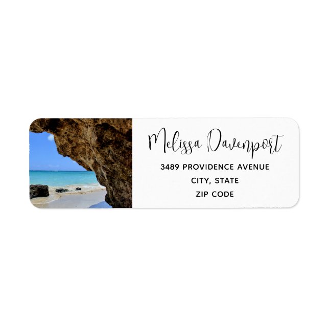 Tropical Beach Coast mit Big Rock Address Label (Vorne)