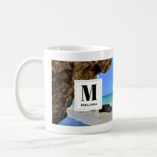 Tropical Beach Coast mit Big Rock Monogram Kaffeetasse
