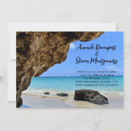 Tropical Beach Coast mit einer Big Rock Hochzeit Einladung