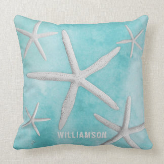 Tropical Beach Coastal Starfish Blue Modern Kissen