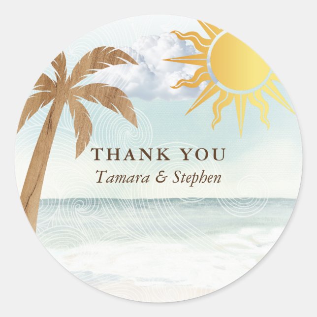 Tropical Beach Coastal Vielen Dank, dass Sie Stick Runder Aufkleber (Vorderseite)
