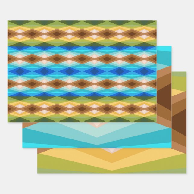 Tropical Beach Colored Kaleidoskop Abstrakt Art Geschenkpapier Set (Set)