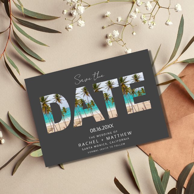Tropical Beach Couple Foto Wedding Save The Date (Von Creator hochgeladen)