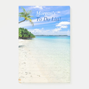 Tropical Beach Customize Name Message, Reguled Lin Post-it Klebezettel