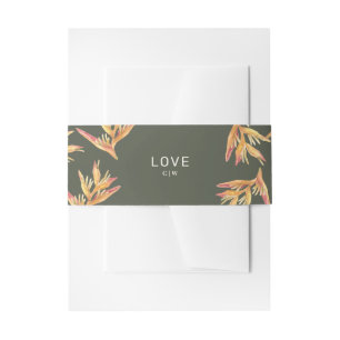 Tropical Beach Dark Green Wedding Einladungsbanderole