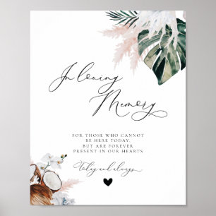 Tropical Beach Dusty Blue Memorial Wedding Sign Poster