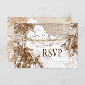 Tropical Beach Etching Editable Response Cards Einladung