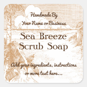 Tropical Beach Etching Editable Soap Aufkleber