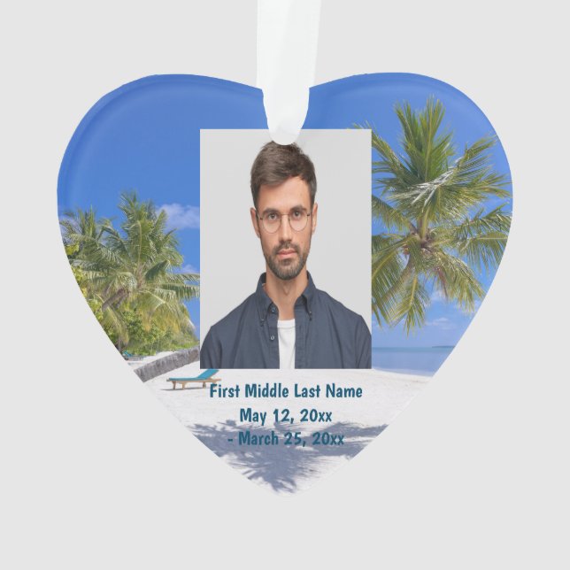 Tropical Beach Exotic Holiday Dating Foto Custom Ornament (Rückseite)