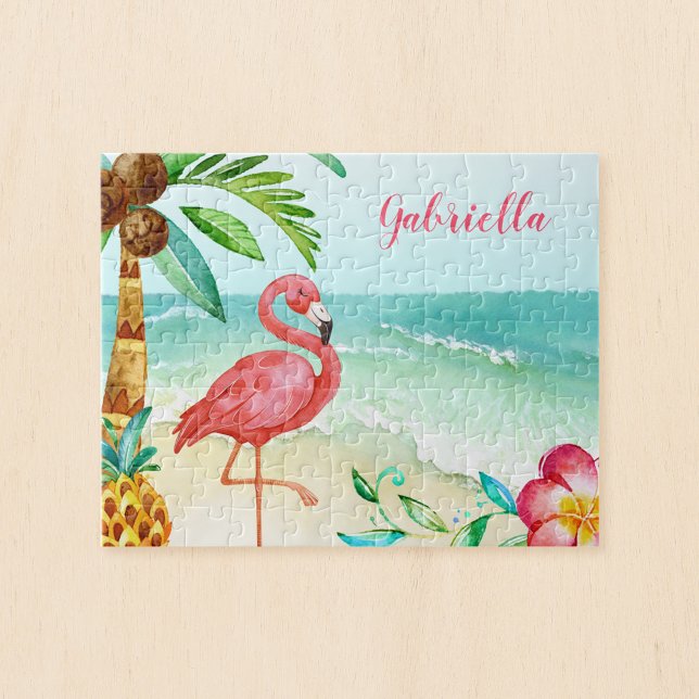 Tropical Beach Flamingo Personalisiert Kids (Von Creator hochgeladen)