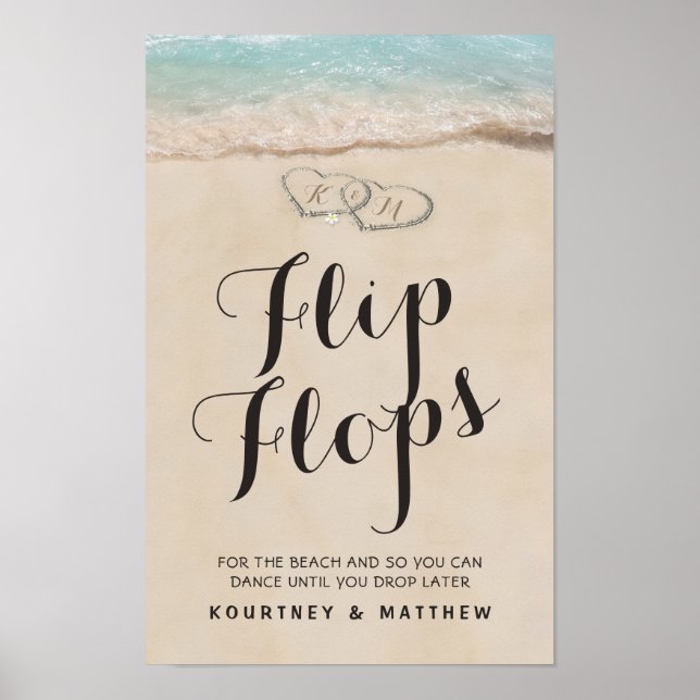 Tropical Beach Flip Flops Hochzeit Poster (Vorne)