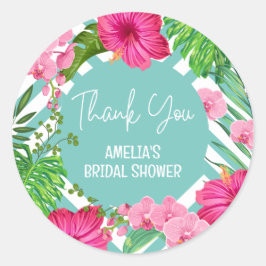 Tropical Beach Floral Brautparty bevorzugt Aufkleb Runder Aufkleber