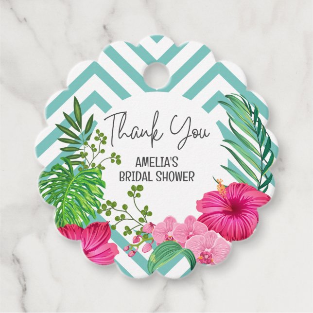 Tropical Beach Floral Brautparty Geschenke Geschenkanhänger (Vorderseite)