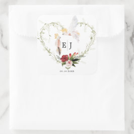 Tropical Beach Floral Palm Gastgeschenk Hochzeit Quadratischer Aufkleber