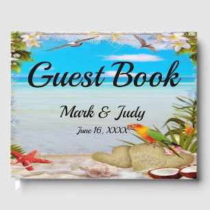 Tropical Beach Floral Wedbook Gästebuch
