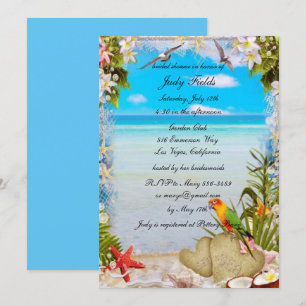 Tropical Beach Floral Wedding Brautparty Card Einladung
