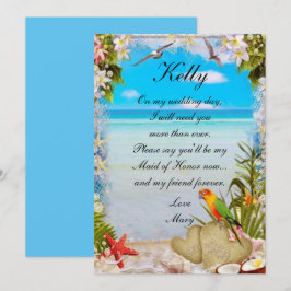 Tropical Beach Floral Wedding Trauzeugin Einladung