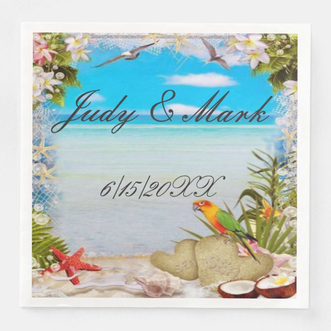 Tropical Beach Floral Wedpaper Napkins Serviette (Vorderseite)