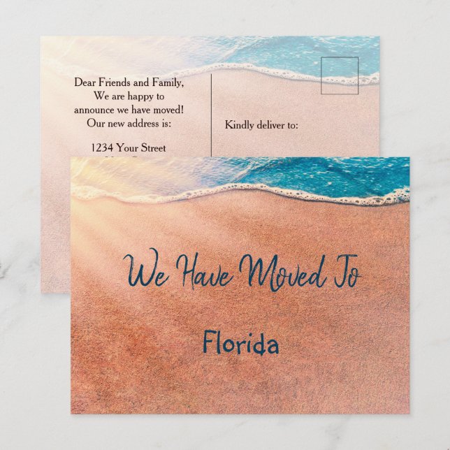 Tropical Beach Florida - Neue Adresse Ankündigungspostkarte (Vorne/Hinten)