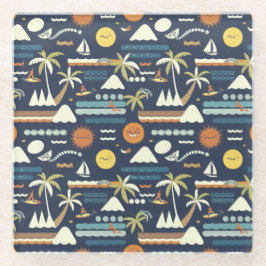 Tropical Beach Fun Muster Glasuntersetzer