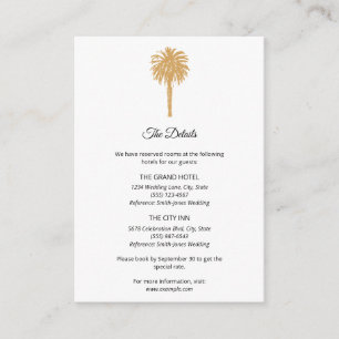 Tropical Beach Gold Palm Tree Hochzeit in Urlaubso Begleitkarte