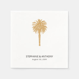 Tropical Beach Gold Palm Tree Hochzeit in Urlaubso Serviette