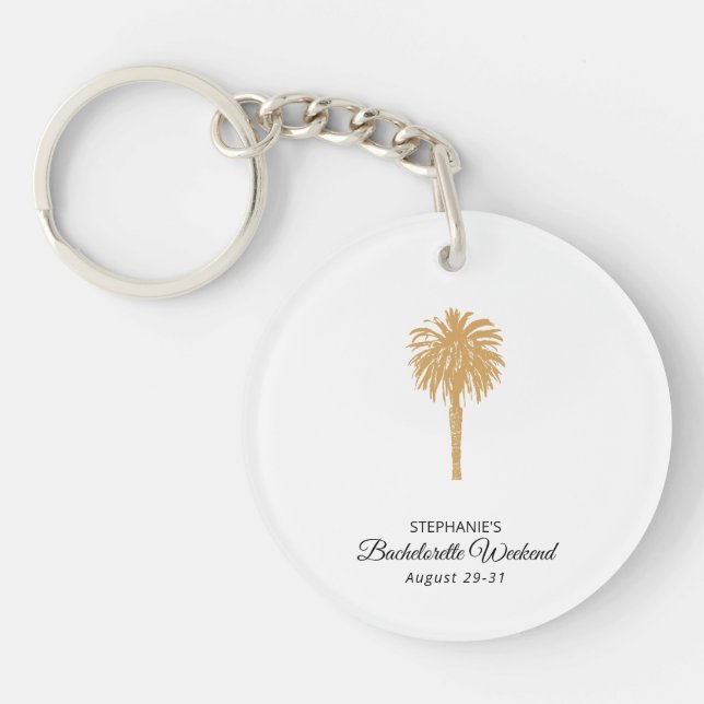 Tropical Beach Gold Palm Zielort Bachelorette Schlüsselanhänger (Vorderseite)
