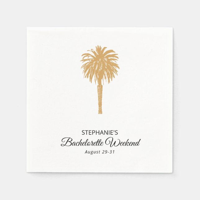 Tropical Beach Gold Palm Zielort Bachelorette Serviette (Vorderseite)
