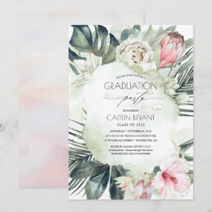 Tropical Beach Green und Blume Abschluss Einladung