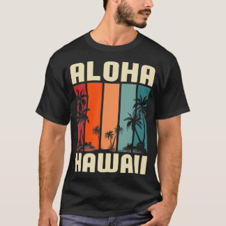Tropical Beach Hawaiian Summer Palm Trees Aloha Ha T-Shirt