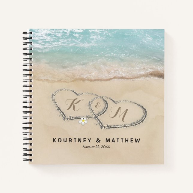 Tropical Beach Heart Shore Mariage Livre d'or (Devant)