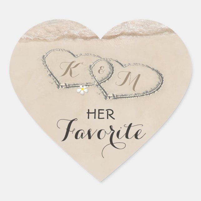 Tropical Beach Heart Shore Wedding | Ihr Favorit Herz-Aufkleber (Vorderseite)