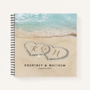 Tropical Beach Heart Shore Wedge Guest Book Notizbuch