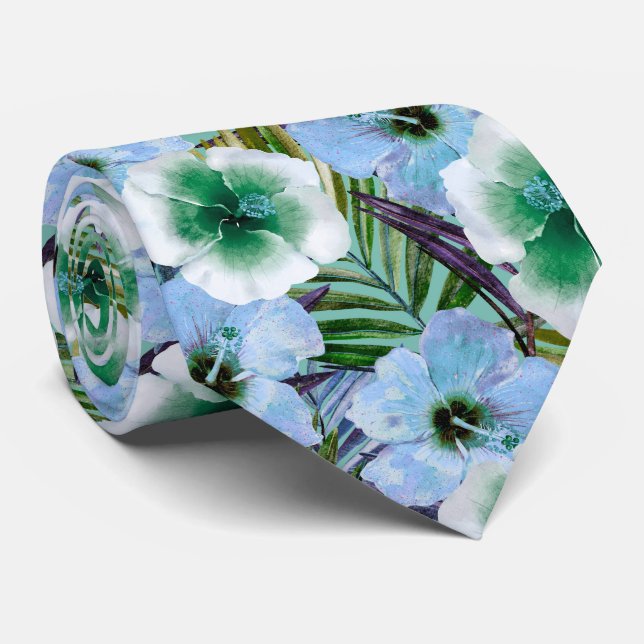 Tropical Beach Hibiskus Krawatte (Gerollt)